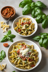 pasta with tomato sauce and basil