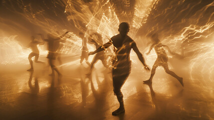 A dynamic dance performance captured in mid-motion