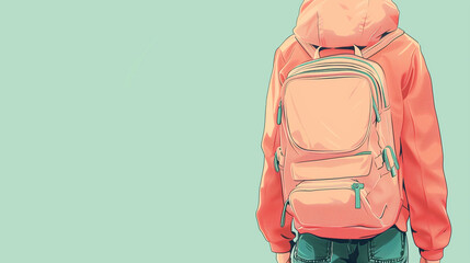 School background with backpack and copy space