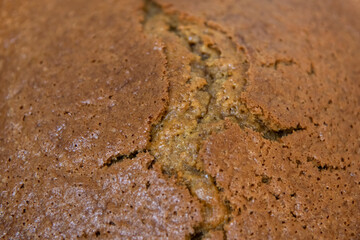 The surface of the baked bread