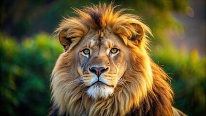 Close-up photo of a majestic lion in the wild, wildlife, lion, animal, safari, nature, predator, feline