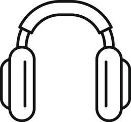 Modern headphones providing high quality sound experience, isolated on white background, in outline style