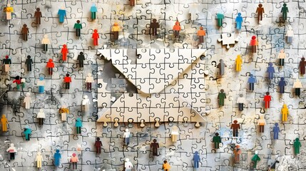 Fototapeta premium Email Icon Puzzle Pieces Symbolizing Connectivity and in Team Meeting