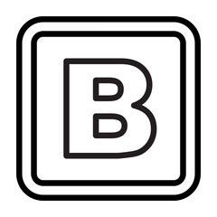 B Capital Alphabet Vector Line Icon Design