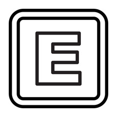 E Capital Alphabet Vector Line Icon Design