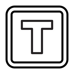 T Capital Alphabet Vector Line Icon Design