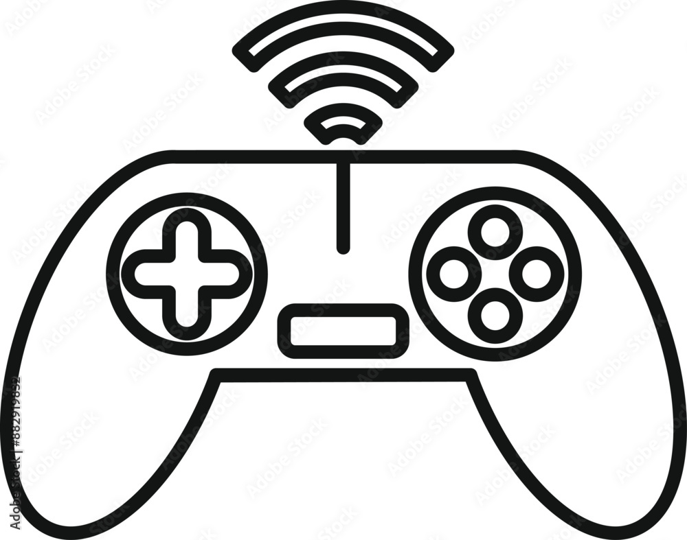 Poster simple icon of a gamepad connecting to the internet using wifi
