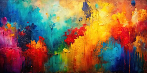 Fototapeta premium Colorful abstract painting with a rough and textured multicolored design, abstract, art, painting, texture