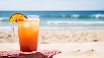 Obraz premium Refreshing Tropical Cocktail on the Beach