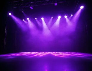 Empty Stage With Spotlights and Curtains Before a Performance