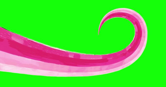 Pink abstract stream looping effect on green screen background. Motion content for your design.