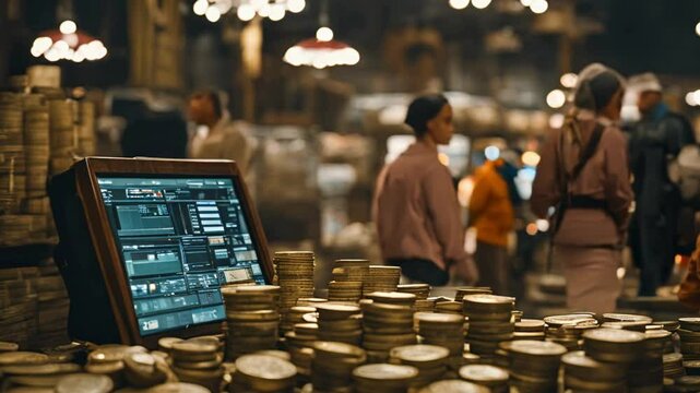 Transacting Times: Traditional Market and Modern Tech in Mixed Media