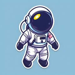 Cute cartoon astronaut in spacesuit floating in space illustration