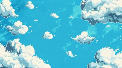 Artistic Illustration of Floating Clouds on a Blue Sky Patterns 