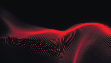 Abstract digital particle wave. Technology background. Futuristic dot wave. Network connection structure. Presentation design background. Technology or science banner. 3d vector illustration