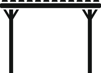 Simple icon representing a wooden canopy supported by two pillars, ideal for representing outdoor shade or a pergola