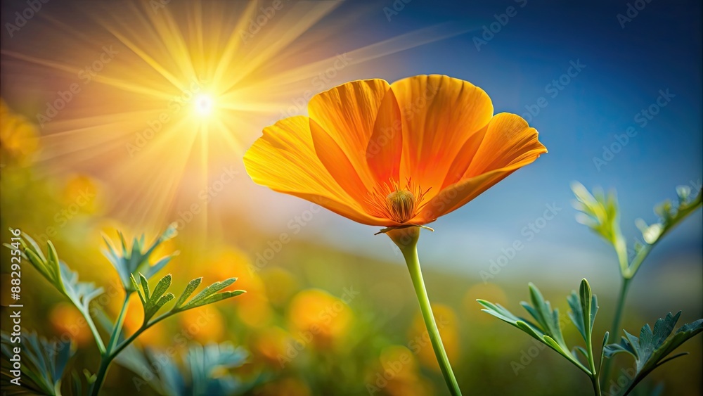 Canvas Prints California poppy glowing under sunny light, California poppy, Eschscholzia Californica, flower, bright, sunlight, sunny