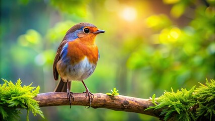 Bird perched on a branch in a vibrant forest setting, avian, wildlife, nature, feathers, wings, colorful, perched, tree