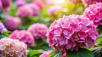 Beautiful pink hydrangea flowers in full bloom , hydrangea, pink, flowers, blooming, garden, plant, petals, botanical, nature