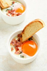 Eggs en cocotte (baked eggs)