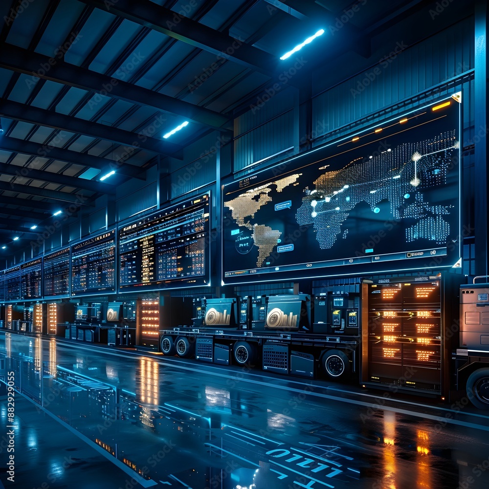 Poster logistics control center with real time data tracking and analytics for efficient management