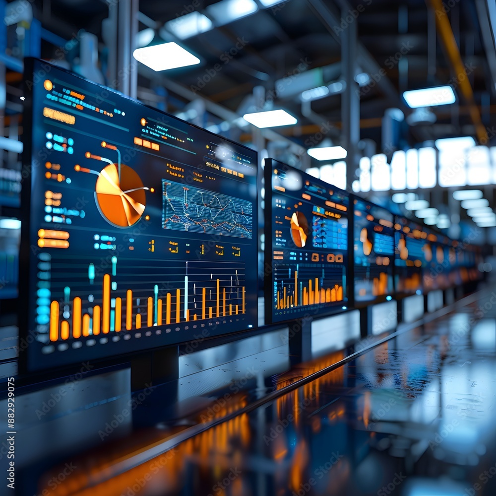 Poster logistics control center with real time data visualization and tracking for modern warehouse managem