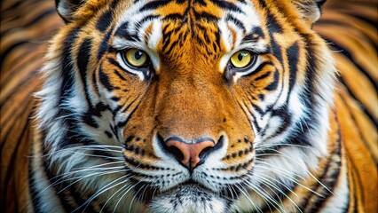 Fototapeta premium Close-up of a powerful tiger's face, wildlife, predator, fierce, majestic, nature, animal, feline, whiskers