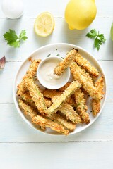 Fried crispy zucchini fries