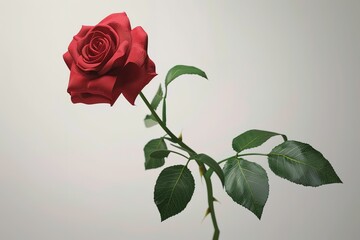 colorful rose artistic realistic style with contour isolated on white background