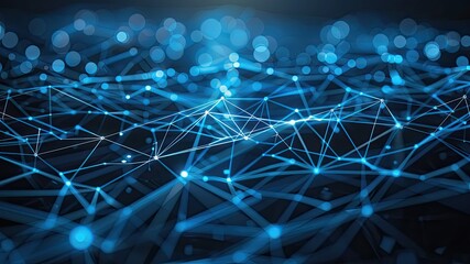 Obraz premium Abstract network connections with blue and black dots and lines. Ideal for illustrations, technology-themed wallpapers, and digital designs.