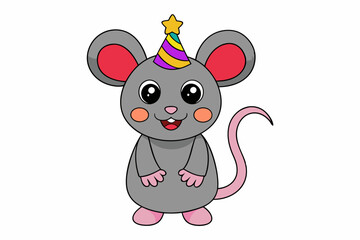  Happy New Year Cute Mouse Clipart. Funny Mouse Vector Illustration