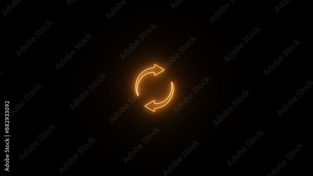 Poster neon line circle arrows icon set. round reload sign, repeat icon, rotate arrow symbol, illustration.