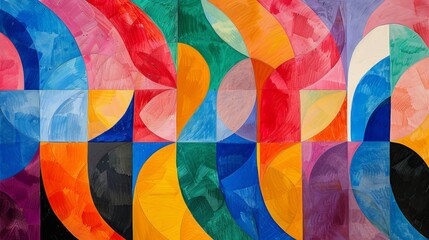 Fototapeta premium Abstract Geometric Painting With Bright Colors