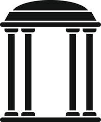 Black silhouette of an ancient greek archway standing on a white background