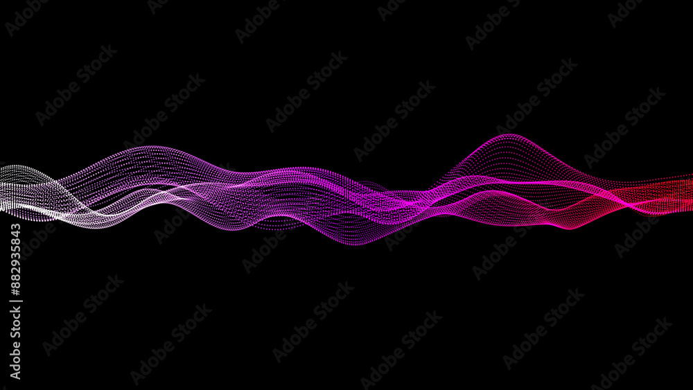 Poster abstract background wave grid from dot on black background. digital dots wave background.technology 