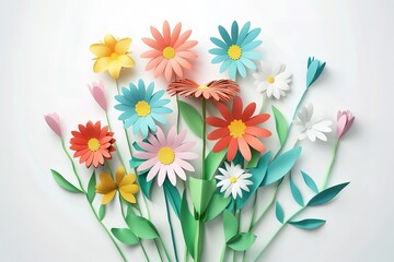 Spring sakura cherry blooming flowers bouquet. Isolated realistic pink petals, blossom, branches,