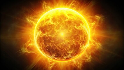 Bright yellow sun giving off warmth and heat , sunlight, radiate, energy, sky, nature, weather, hot, summer, glowing, sphere