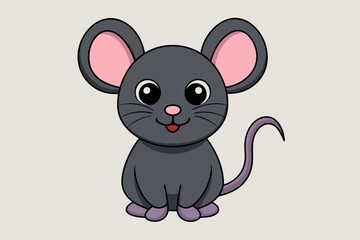 Happy New Year Cute Mouse Clipart. Funny Mouse Vector Illustration. silhouette black color