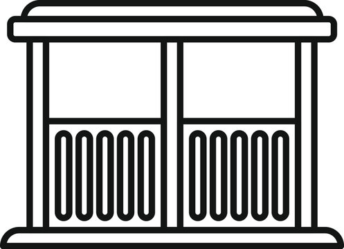 recommend clip art: Simple line drawing of a double turnstile gate, providing controlled entry and exit