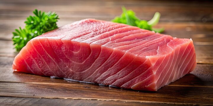 Close-up of a raw piece of tuna albacore being prepared for cooking, tuna, albacore, raw, seafood, ingredient, fresh