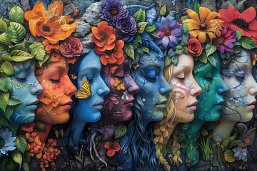 Seven Faces of Nature: A Floral Tapestry of Harmony and Diversity
