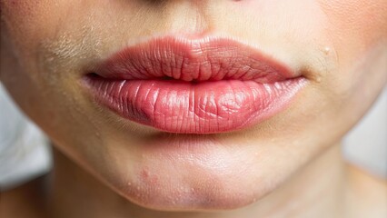 Obraz premium Close-up of a person's parched lips, showing signs of dehydration, thirsty, hydration, health, dry, heat, summer, illness