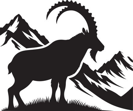 Alpine Ibex Silhouette
