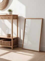 Mockup poster frame in living room interior background, interior mockup design, frame mockup