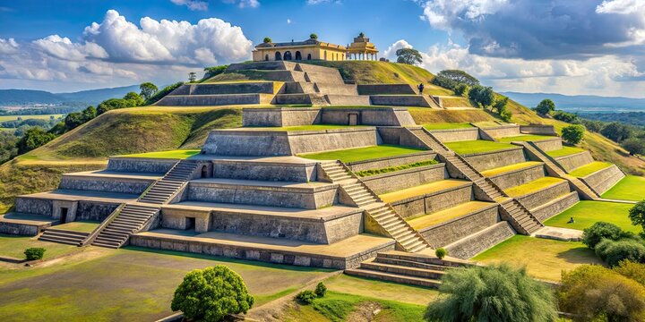 Cholula Pyramid in Puebla, Mexico Ancient archaeological site with preserved ruins and stunning views, pyramid, Cholula
