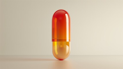 The transparent orange capsule pill on a clean background.