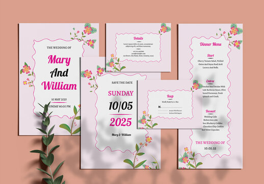 Floral Wedding Invitation Suite Layout