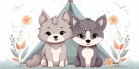 Fototapeta premium Baby poster print illustration.