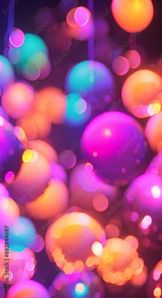 Poster vibrant abstract background featuring colorful neon balls on a mesh surface with captivating bokeh l