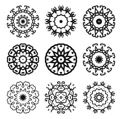 floral geometric outline design elements vector set isolated  